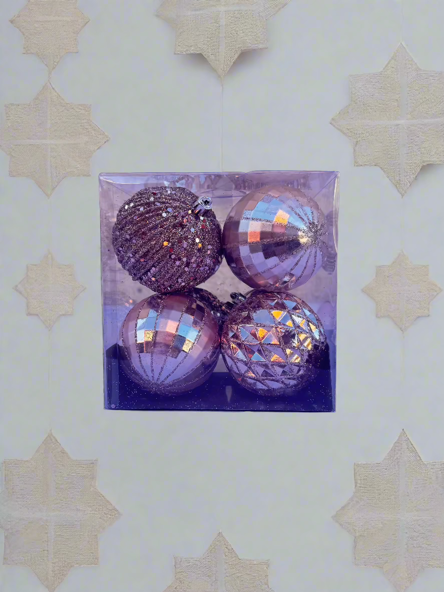 Blush Luxe Ornament Set – Geometric and Glitter Designs (8 Pieces)