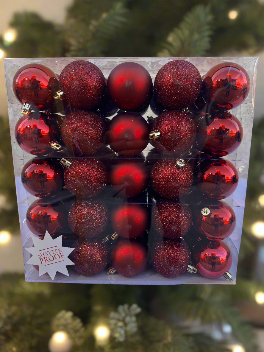 Classic Red Shatterproof Ornament Set (50 Pieces)