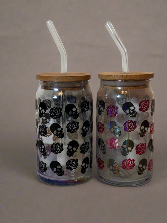 Skulls & Roses Glass Tumbler Set