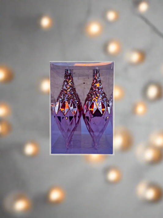 Faceted Blush Ornament Set – Glittering Elegance ( 4 Pieces)