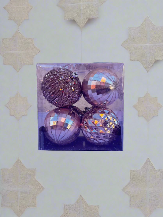 Blush Luxe Ornament Set – Geometric and Glitter Designs (8 Pieces)