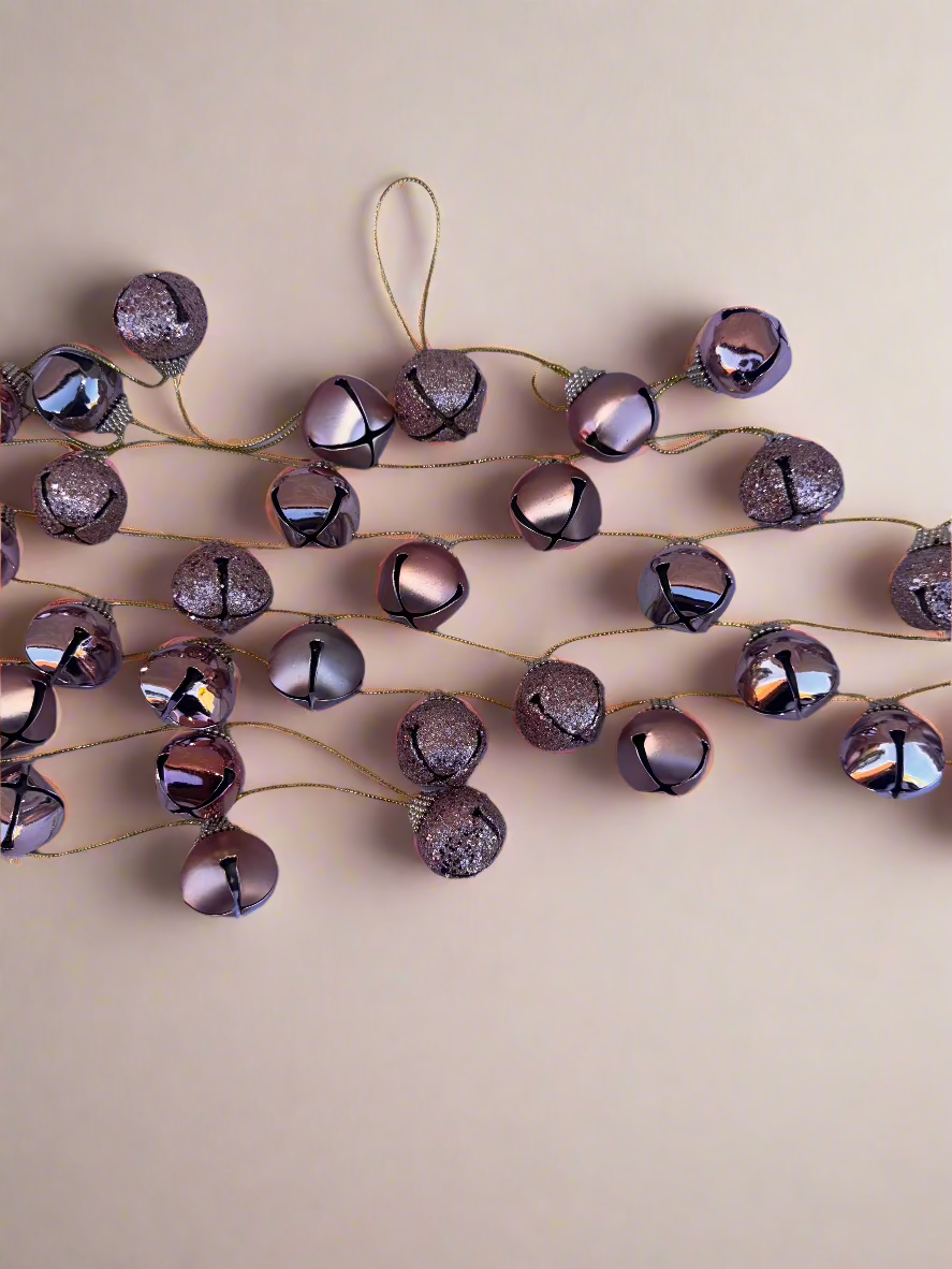 Blush Pink Jingle Bell Garland – Festive Holiday Accent 72"