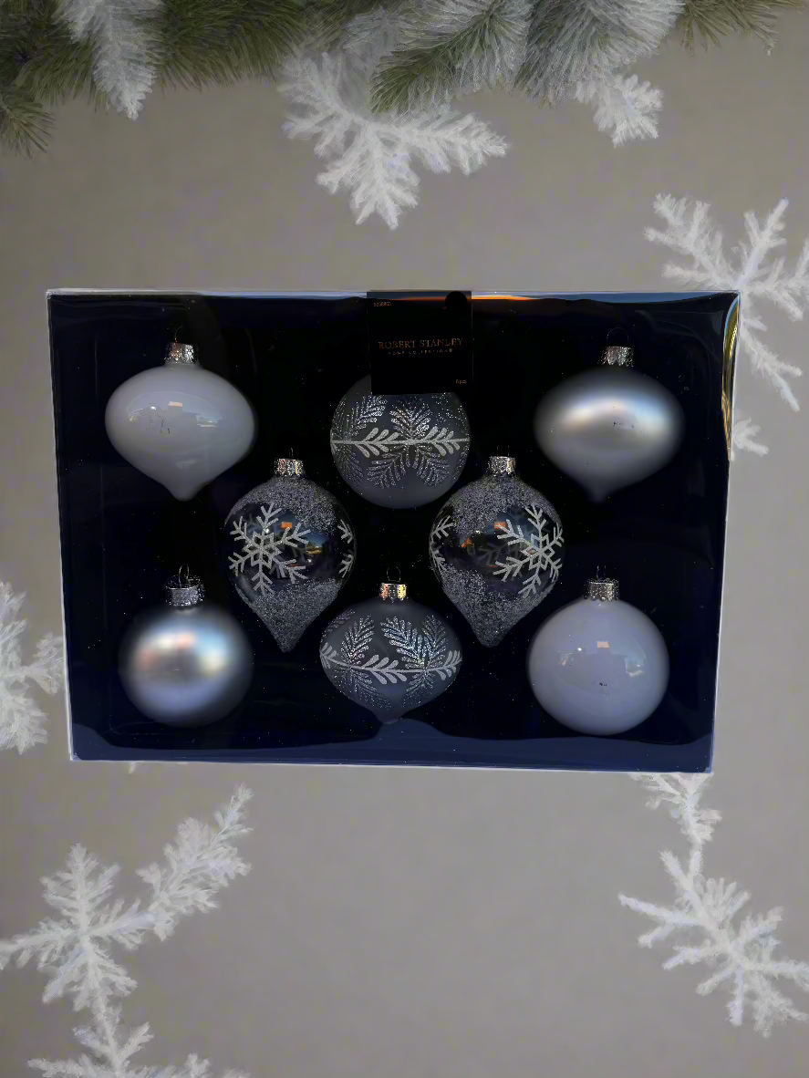 Silver Frost Holiday Ornament Set (8 Pieces)