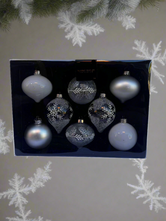 Silver Frost Holiday Ornament Set (8 Pieces)