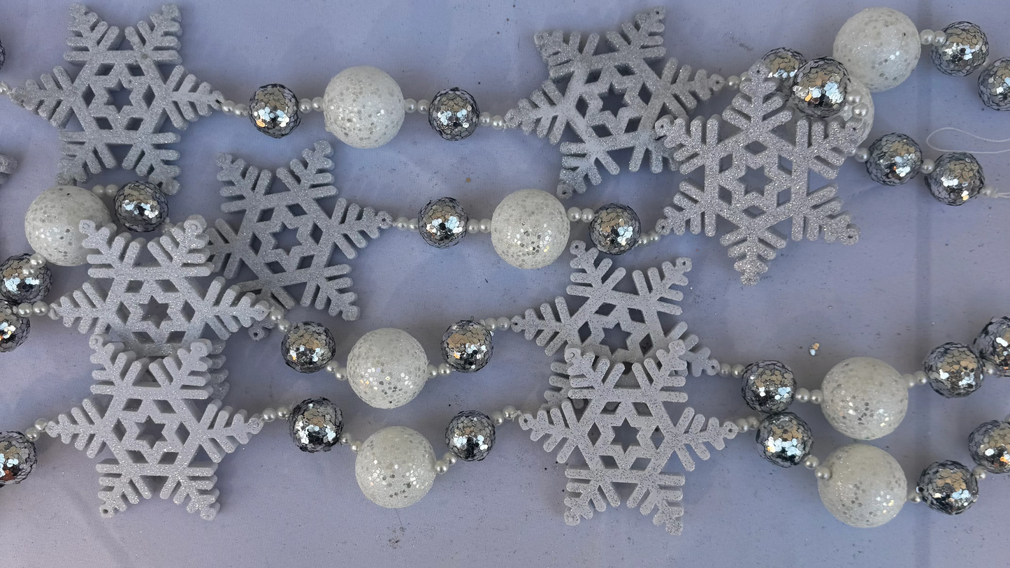 Silver Snowflake Holiday Garland 72"