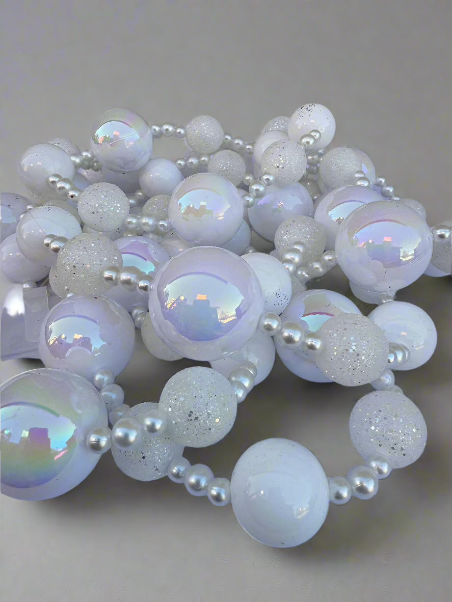 Iridescent Frost Holiday Bead Garland 72"