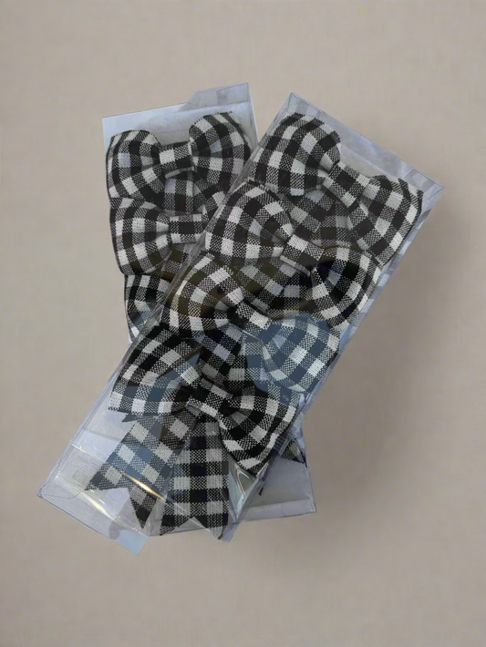 Black and White Buffalo Check Holiday Bows (4 Piece)