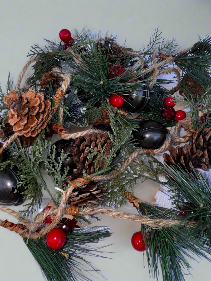 Rustic Pinecone and Berry Holiday Garland 72"