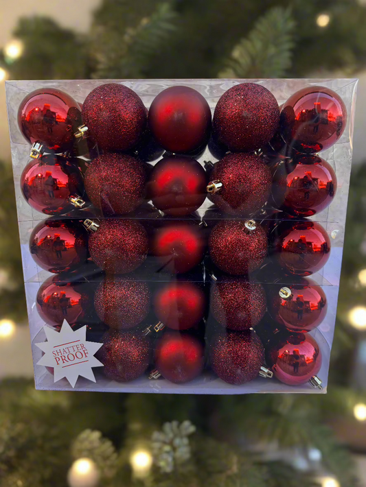 Classic Red Shatterproof Ornament Set (50 Pieces)