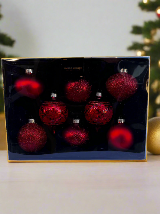 Luxe Red Holiday Ornament Set (8 Pieces)