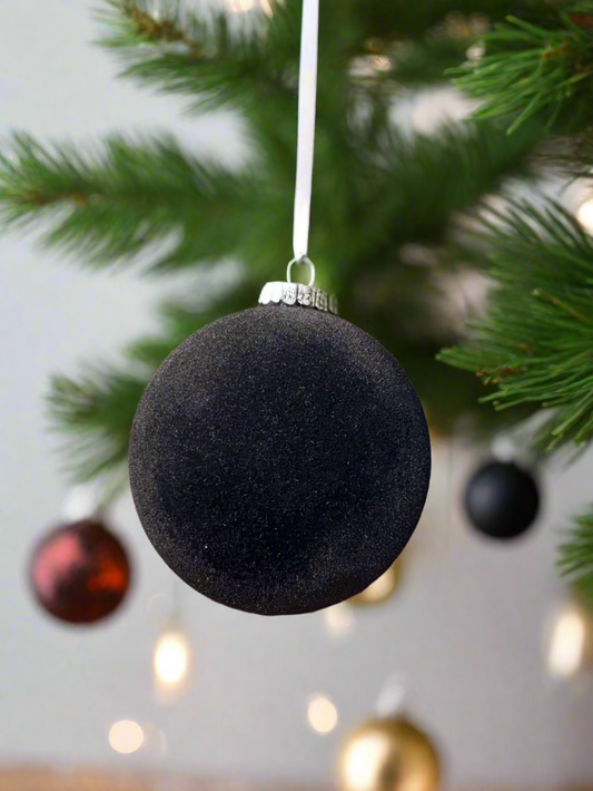 Velvet Black Holiday Ornament Set (12 Pieces)