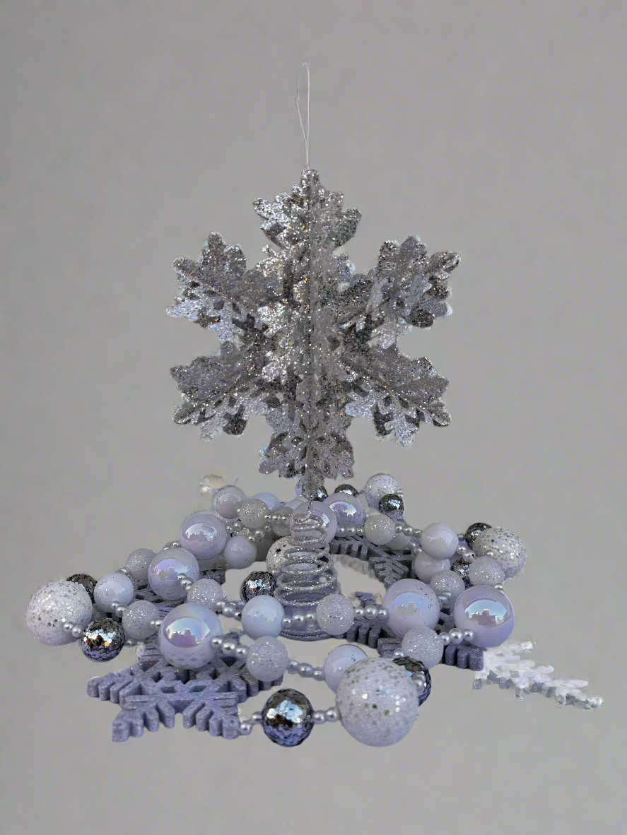 Glittering Silver Snowflake Tree Topper (8 x 2.5 x 13")