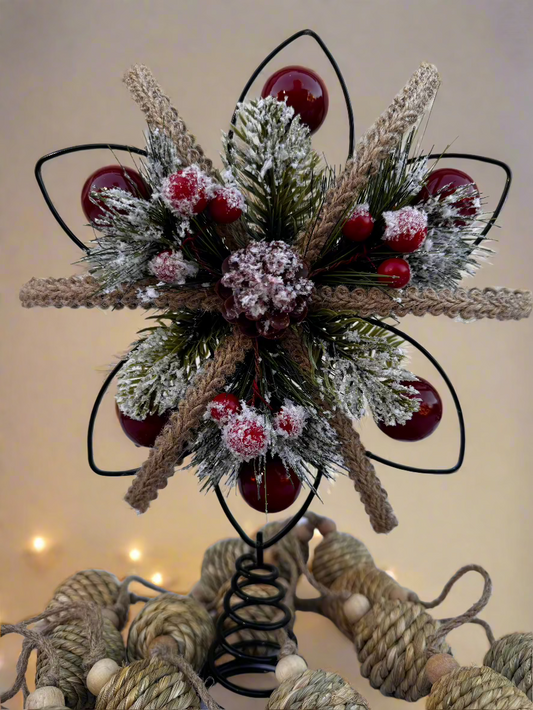 Rustic Pinecone and Berry Tree Topper (8.85 x 3 x 12in)