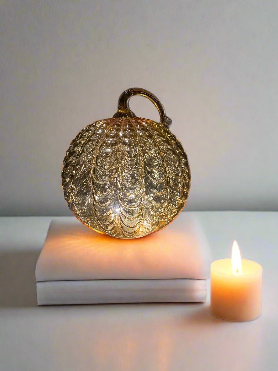 Golden Glow Glass Pumpkin