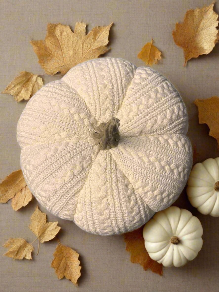 Cozy Knit Pumpkin Decor (Large)